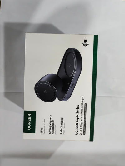 UGREEN MagFlow Qi2 15W Chargeur Induction iPhone 2 en 1 Certifié Ergonomique Compatible avec MagSafe iPhone 17 16 15 14 13 12 Air Plus Pro Max AirPods 4 3 Pro 3 2 1 Chargeur sans Fil Magnétique