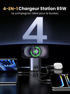 UGREEN Nexode 65W GaN Chargeur 3 Ports & Qi2 15W Chargeur sans Fil -4-en-1 charger station 65w