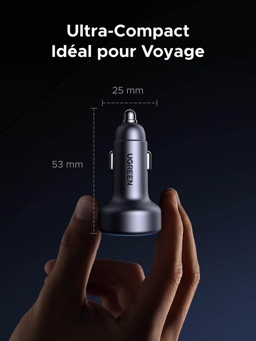 UGREEN Allume Cigare USB C 3 Ports 30W PD QC 3.0 Chargeur Voiture Rapide Lumière LED Compatible avec iPhone 16 Plus Pro Max 15 14 13 Galaxy S24 Ultra S23 Pixel 9 8 7