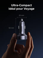 UGREEN Allume Cigare USB C 3 Ports 30W PD QC 3.0 Chargeur Voiture Rapide Lumière LED Compatible avec iPhone 16 Plus Pro Max 15 14 13 Galaxy S24 Ultra S23 Pixel 9 8 7