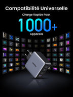 UGREEN Nexode X 160W USB C Chargeur Rapide 4 Ports GaNInfinity Prise USB C Compatible avec iPhone 16 Plus Pro Max 15 14 13 12 11 Galaxy PPS 45W S24 Ultra S23 S22 Pixel iPad MacBook Air Pro M3 M2 M1