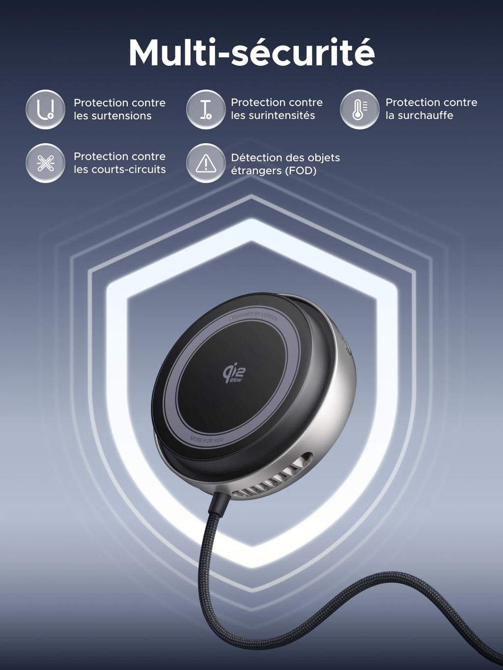 UGREEN MagFlow Pro Qi2 25W Induction Charger iPhone MagSafe Fast Charge