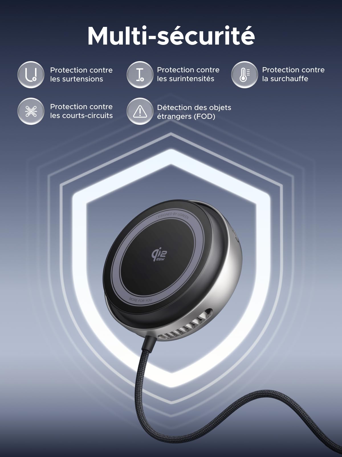 UGREEN MagFlow Pro Qi2 25W Induction Charger iPhone MagSafe Fast Charge