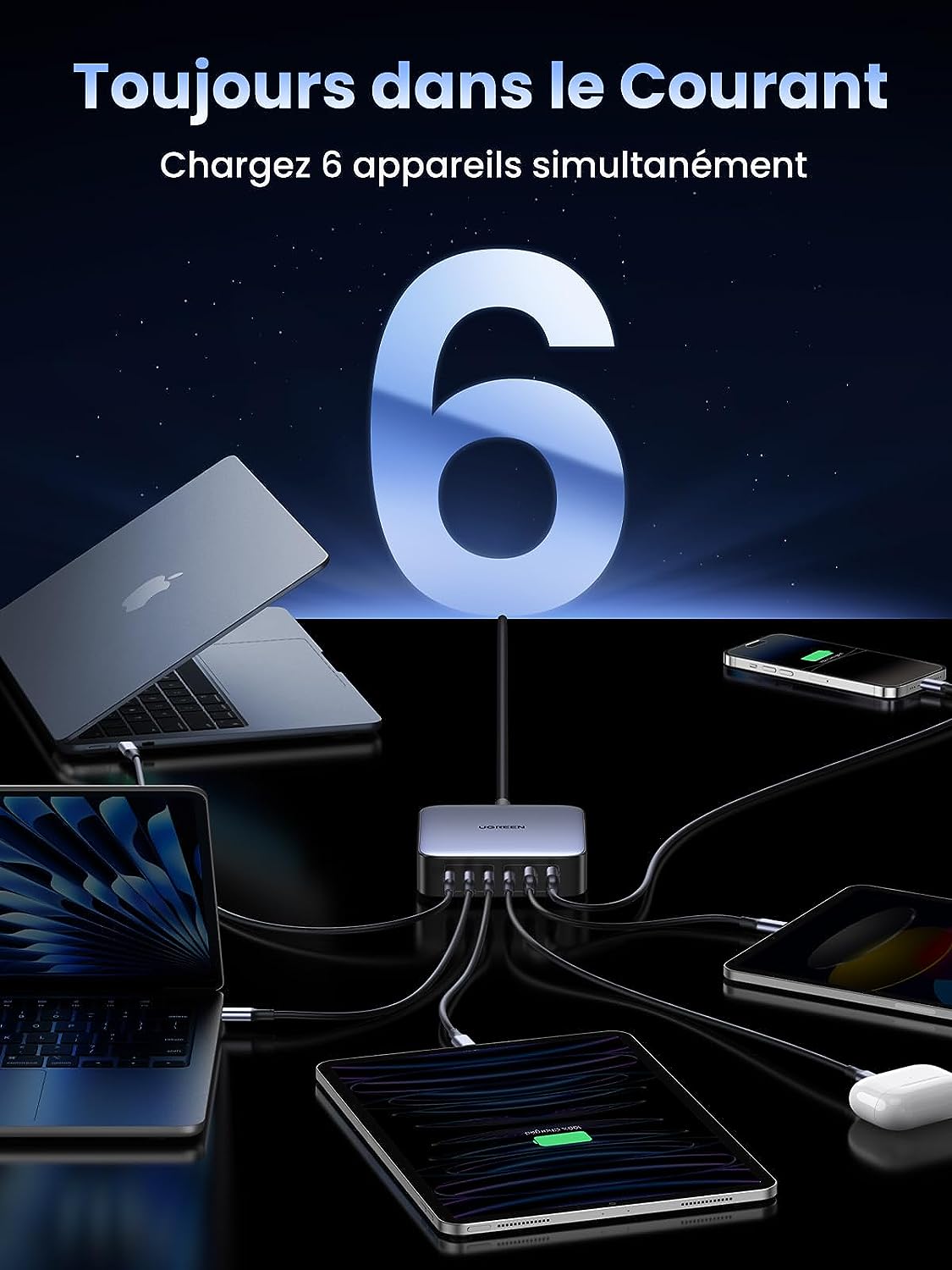 UGREEN Nexode 200W GaN Chargeur avec 2 Câble USB C PD 100W
