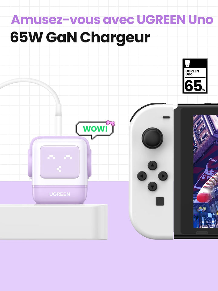 UGREEN Uno Chargeur 65W USB C Rapide 3 Ports (Violet)