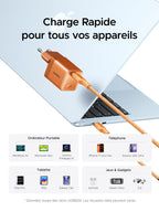 UGREEN Nexode Air 65W Chargeur USB C Rapide GaNInfinity avec Câble (Orange)
