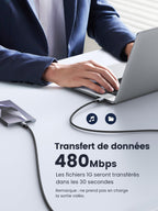 UGREEN Lot de 2 Câble USB C PD3.0 100W 5A 20V Charge Rapide (0,5M)