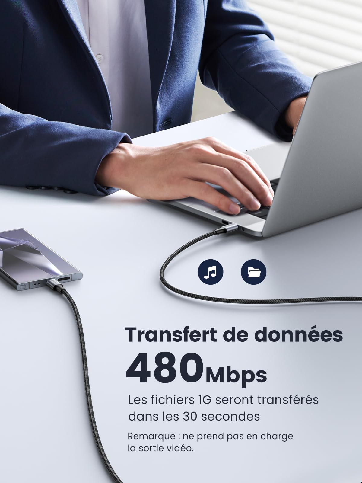 UGREEN Lot de 2 Câble USB C PD3.0 100W 5A 20V Charge Rapide (0,5M)