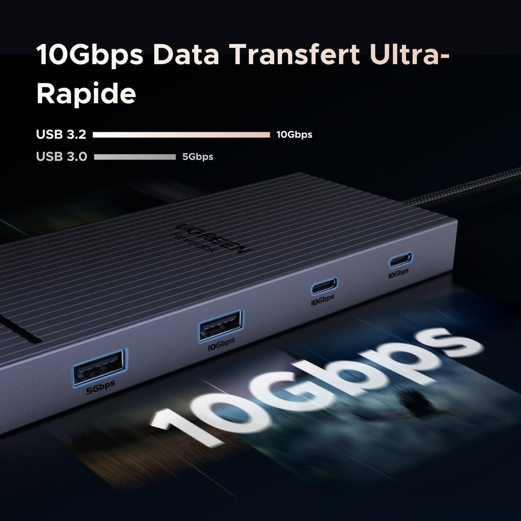 UGREEN Revodok Pro 2102 Station d’Accueil 10-en-1 -10gbps data transfert  ultra-rapide