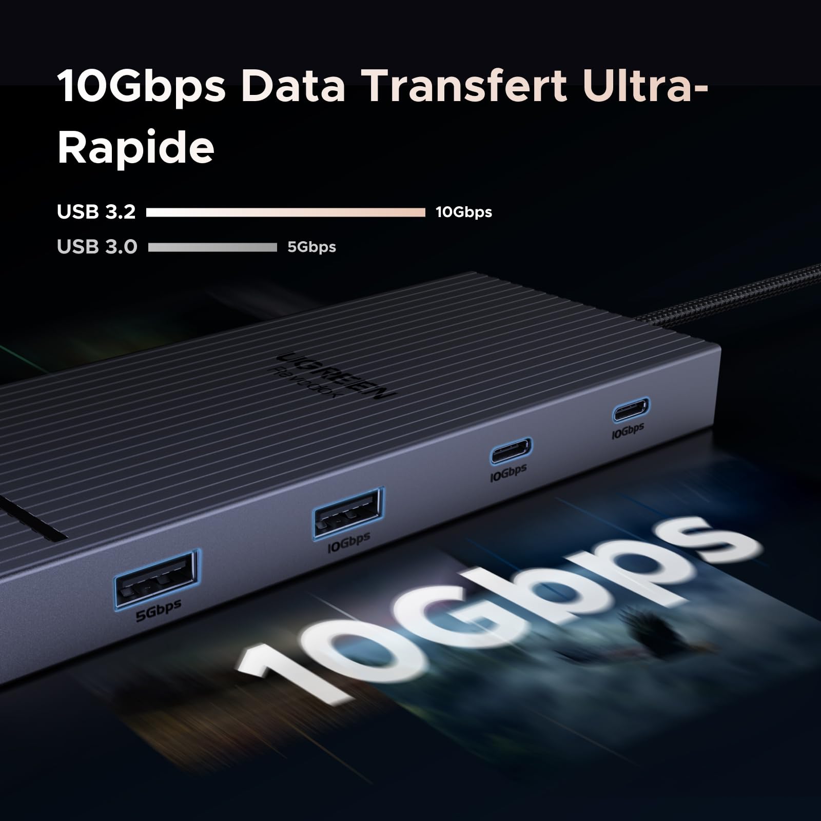 UGREEN Revodok Pro 2102 Station d’Accueil 10-en-1 -10gbps data transfert  ultra-rapide