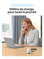 UGREEN Nexode 65W Chargeur USB C Rapide 3 Ports GaN Prise USB C (Blanc)