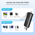UGREEN Lecteur de Carte SD USB C et USB 3.0 2 en 1 SD Card Reader (SD 4.0)