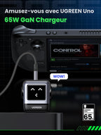 UGREEN Nexode RG RobotGaN 65W Chargeur USB C Rapide 3 Ports (Noir)