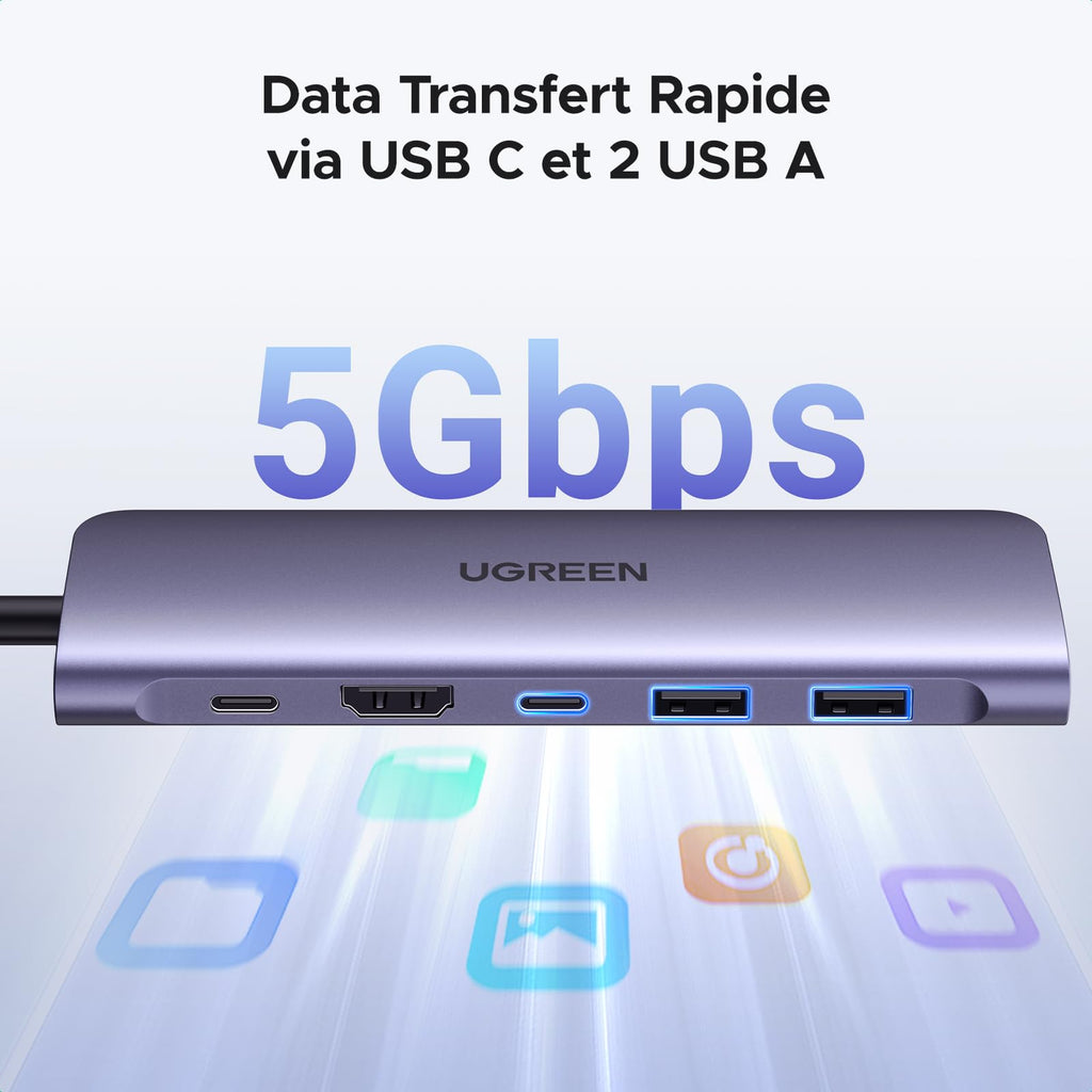 UGREEN Revodok 1071 Hub USB C 7 en 1 Adaptateur Multiport Docking Station