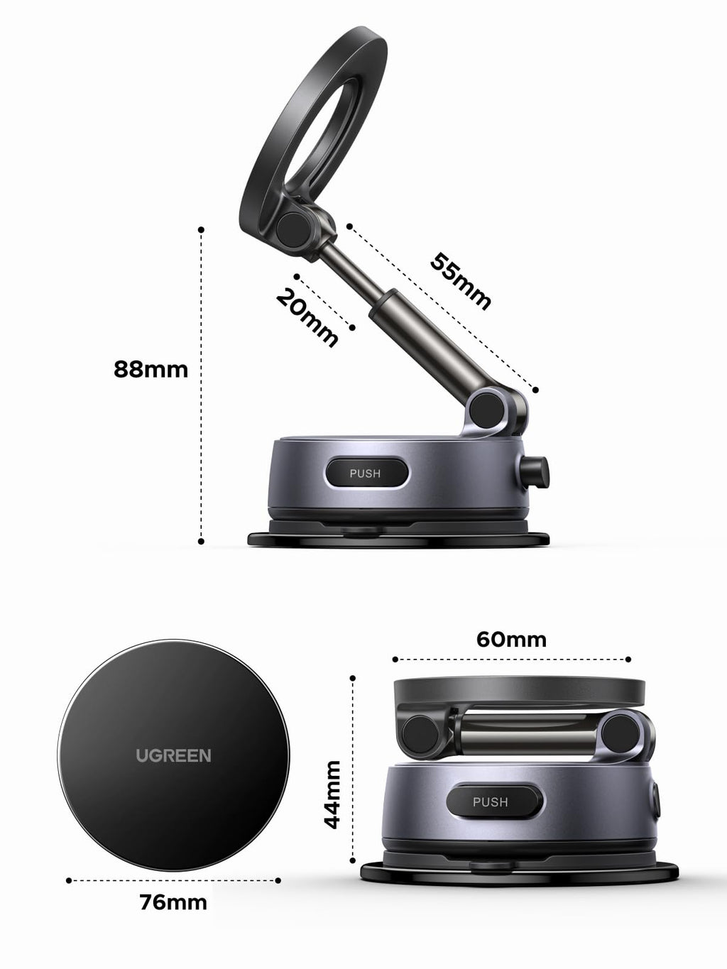 UGREEN Support Téléphone Voiture pour MagSafe Porte Téléphone Voiture