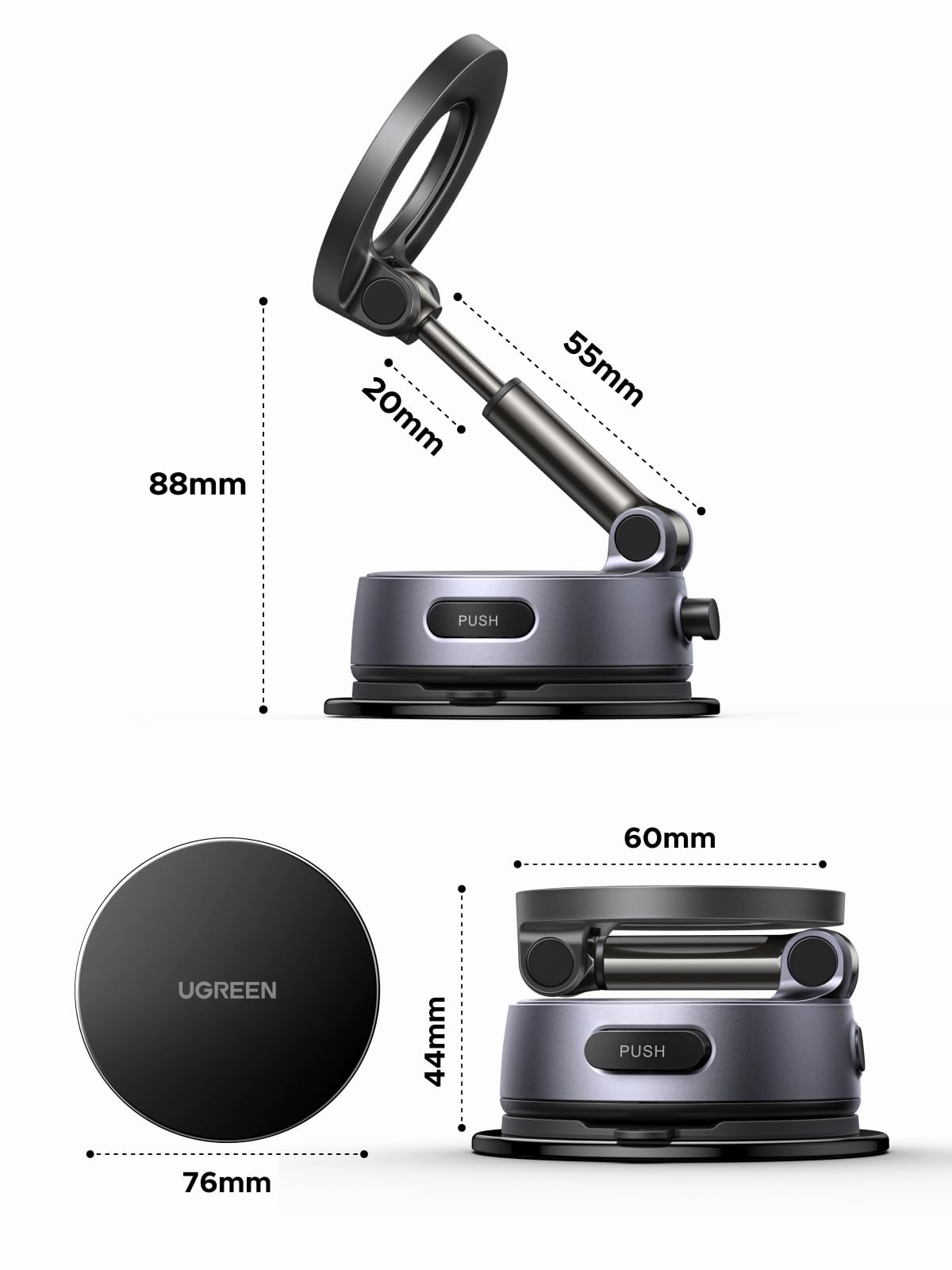 UGREEN Support Téléphone Voiture pour MagSafe Porte Téléphone Voiture