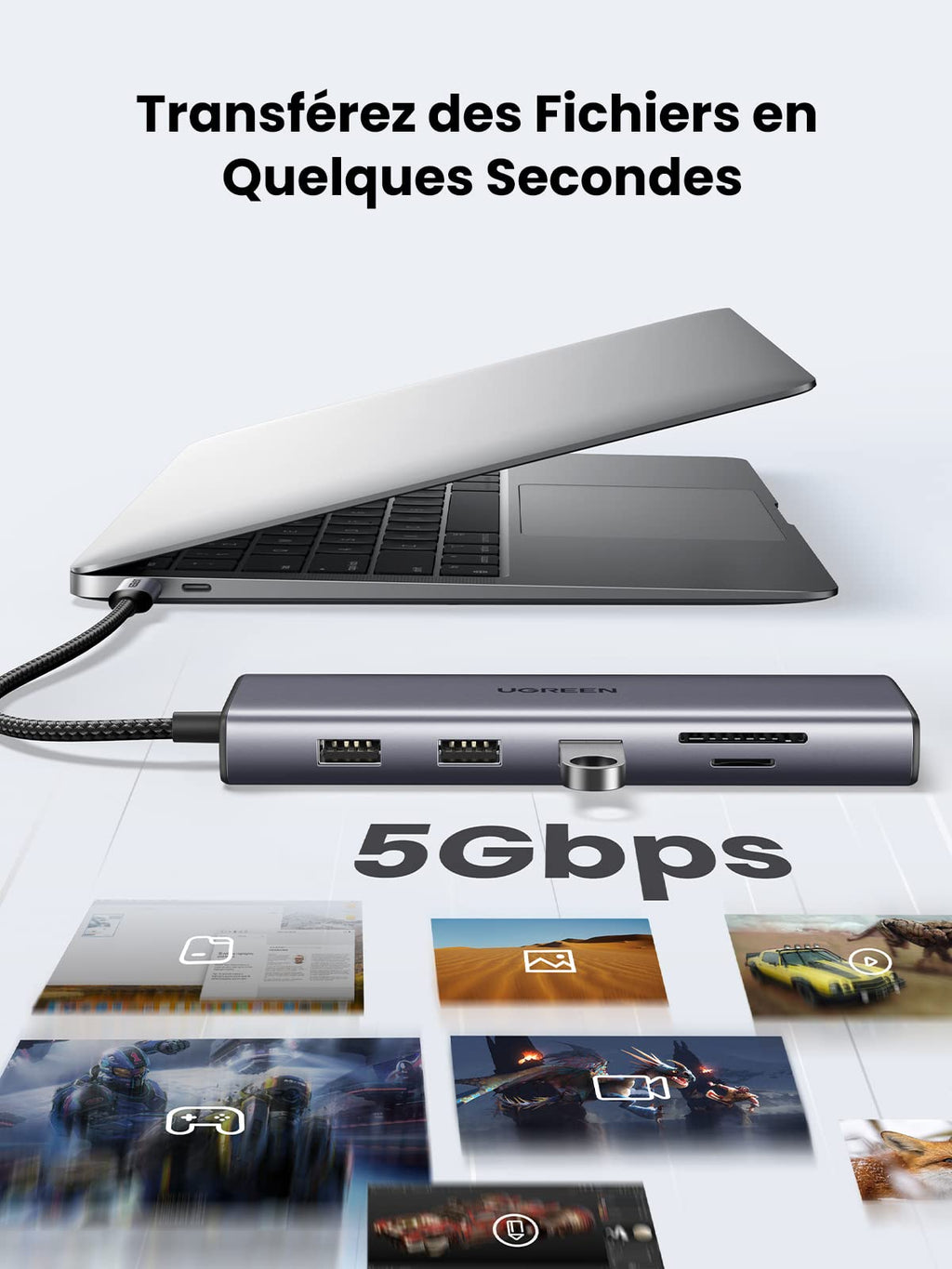 UGREEN 10 en 1 Hub USB C HDMI VGA Double Écran Dock Station USB C 100W