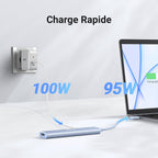 UGREEN Hub USB C 5 en 1 avec HDMI 4K 100W PD Charge 3 Ports USB 3.0 Adaptateur USB C (Bleu)