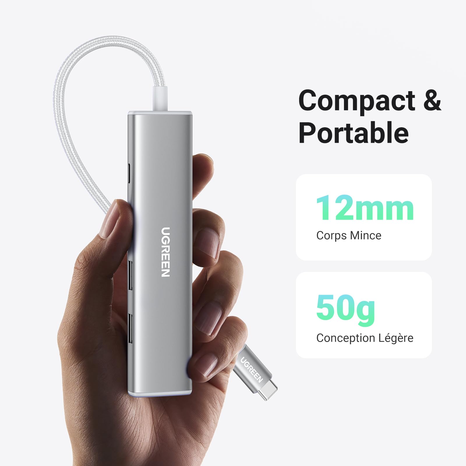UGREEN Hub USB C 5 en 1 avec HDMI 4K 100W PD Charge 3 Ports USB 3.0 Adaptateur USB C