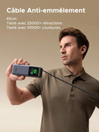 UGREEN Nexode Batterie externe 20000 mAh 165W avec câble USB-C rétractable, un chargeur de voyage compact et pratique pour le voyage, doté d’un câble intégré testé sur plus de 25 000 rétractions et 10 000 flexions pour une durabilité exceptionnelle.