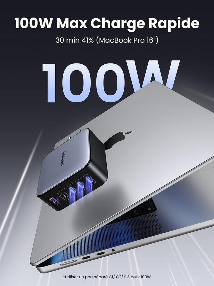 UGREEN Nexode mini 100W 5 Ports Chargeur USB C Rapide Technologie GaNInfinity