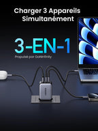 UGREEN Nexode X 65W Chargeur Rapide USB-C à 3 Ports -charger 3 appareils 3-en-1
