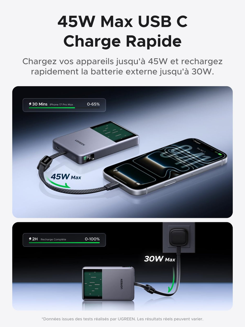 UGREEN MagFlow Pro Batterie Externe Magnétique 10000mAh 25W