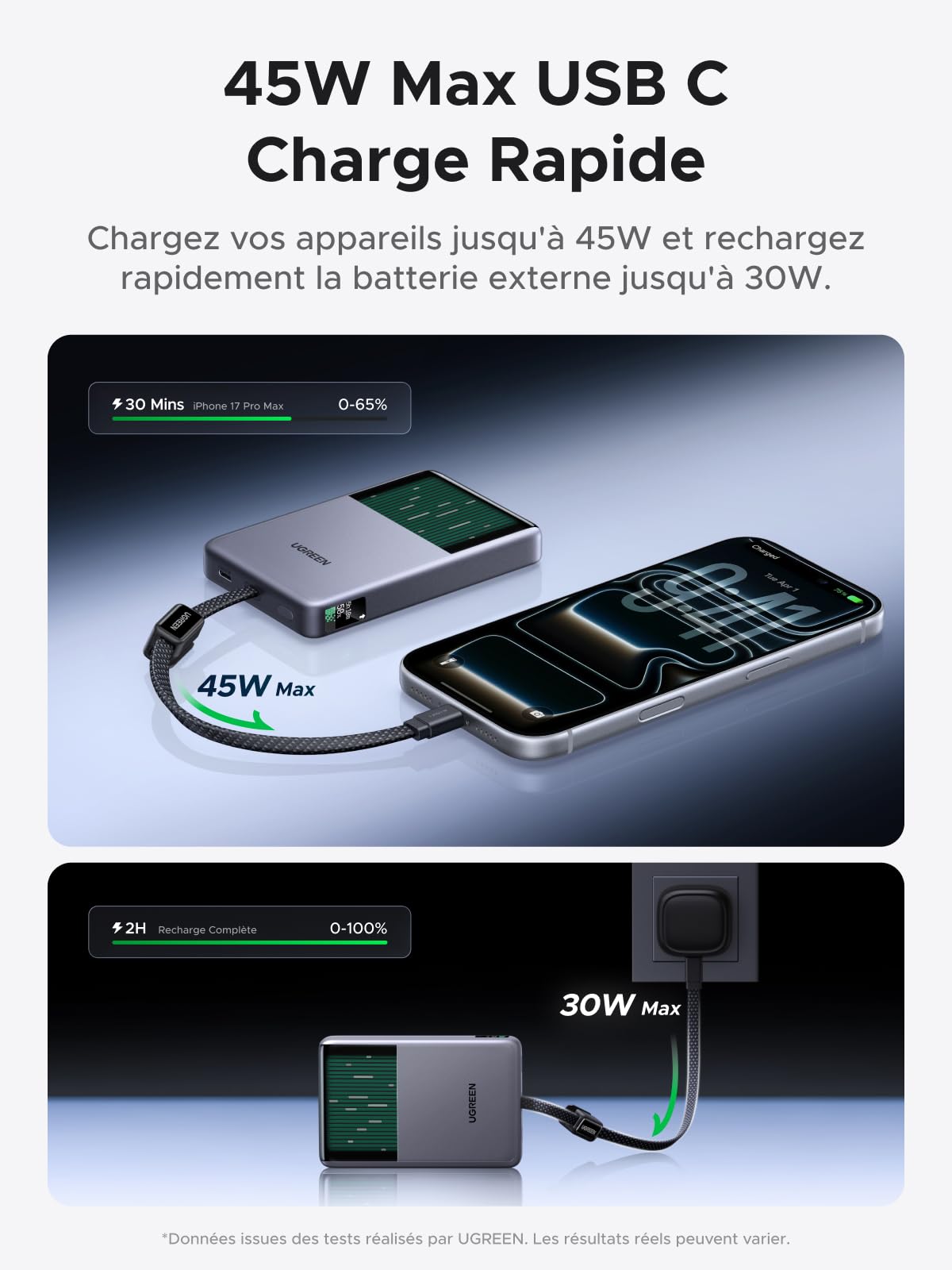 UGREEN MagFlow Pro Batterie Externe Magnétique 10000mAh 25W