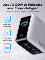 UGREEN Nexode Pro 100W Chargeur Rapide USB C 4 Ports avec Écran Intelligent | GaN Tech, Compatible avec iPhone 17 Pro Max Air 16 15 14 13 Galaxy S26 S25 Pixel 10 9 iPad MacBook Neo Air Pro M5 M4 M3 M2 M1
