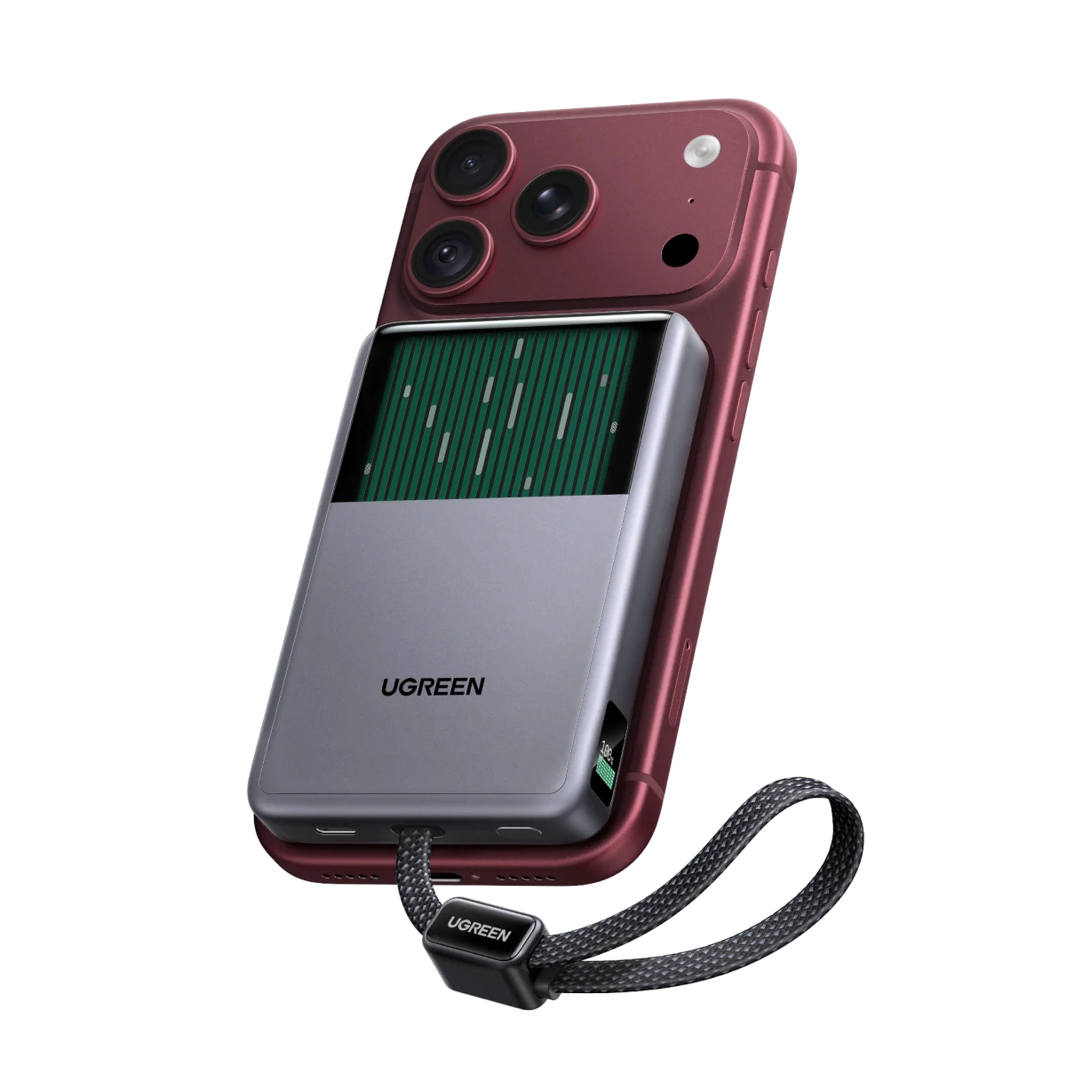 UGREEN MagFlow Pro Batterie Externe Magnétique (10 000 mAh, Qi2 25 W, Câble USB-C Intégré 45 W)