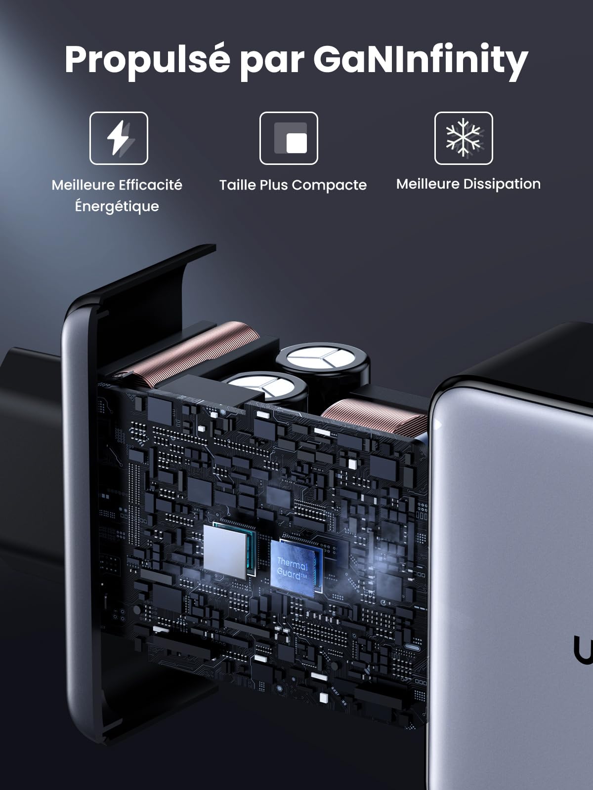 UGREEN Nexode X 160W USB C Chargeur Rapide 4 Ports GaNInfinity Prise USB C Compatible avec iPhone 16 Plus Pro Max 15 14 13 12 11 Galaxy PPS 45W S24 Ultra S23 S22 Pixel iPad MacBook Air Pro M3 M2 M1