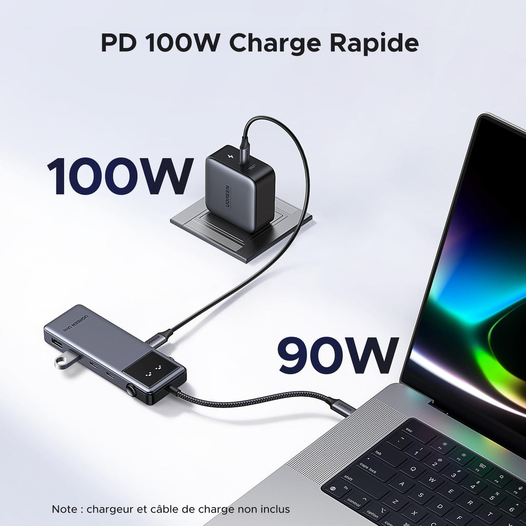 UGREEN Uno 10Gbps Hub USB C HDMI 4K 60Hz 100W PD Charge Adaptateur