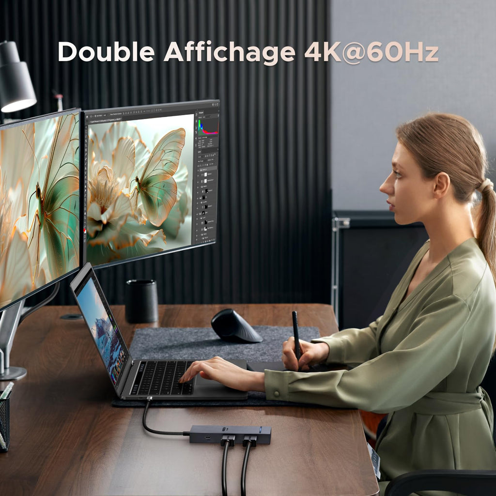 UGREEN Revodok Pro 207 Station d’accueil 7-en-1 (Double HDMI 4K@60Hz) -double affichage 4k@60hz