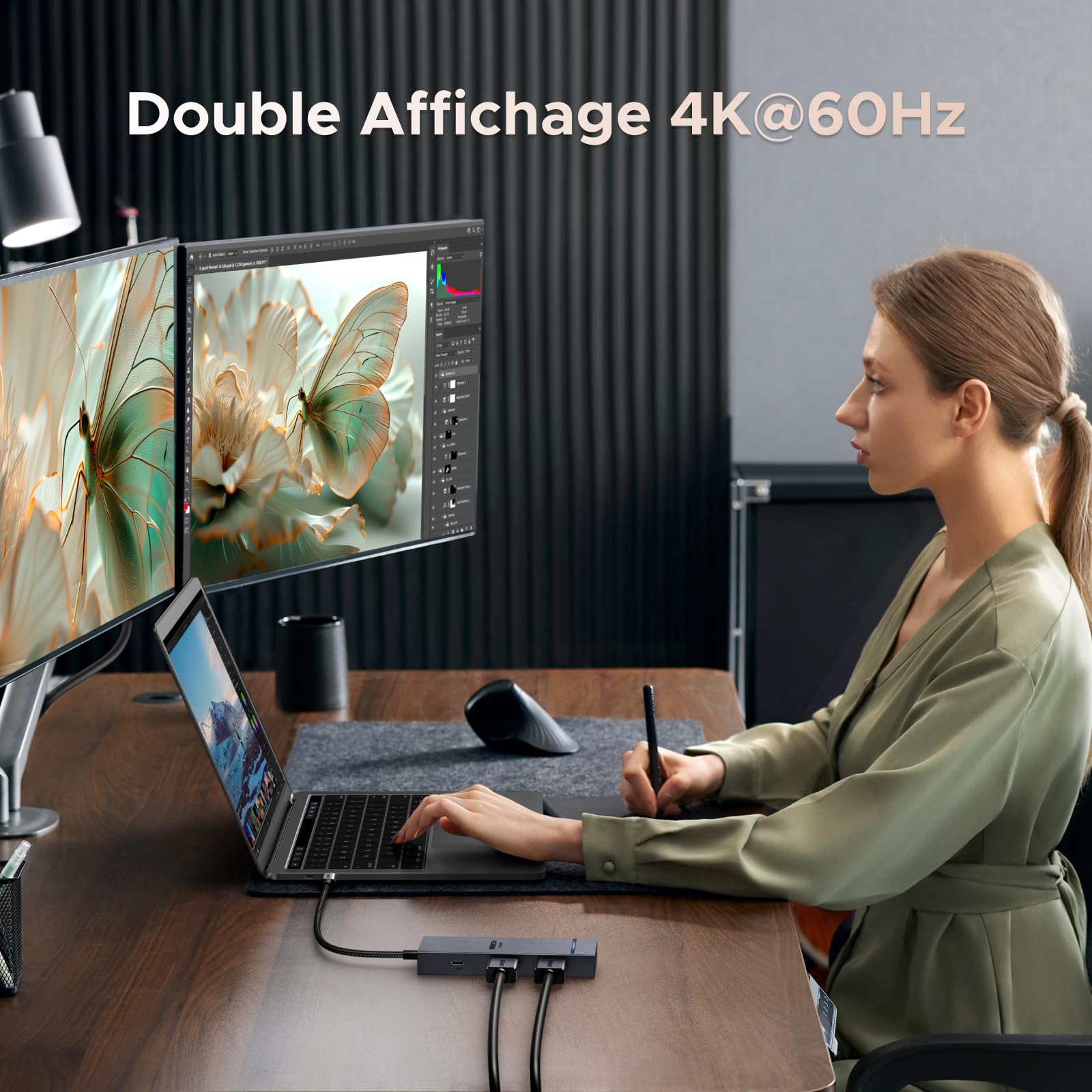 UGREEN Revodok Pro 207 Station d’accueil 7-en-1 (Double HDMI 4K@60Hz) -double affichage 4k@60hz