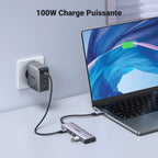 UGREEN Hub USB C 5 en 1 HDMI 4K 100W PD Charge 3 Ports USB 3.0 (Gris)