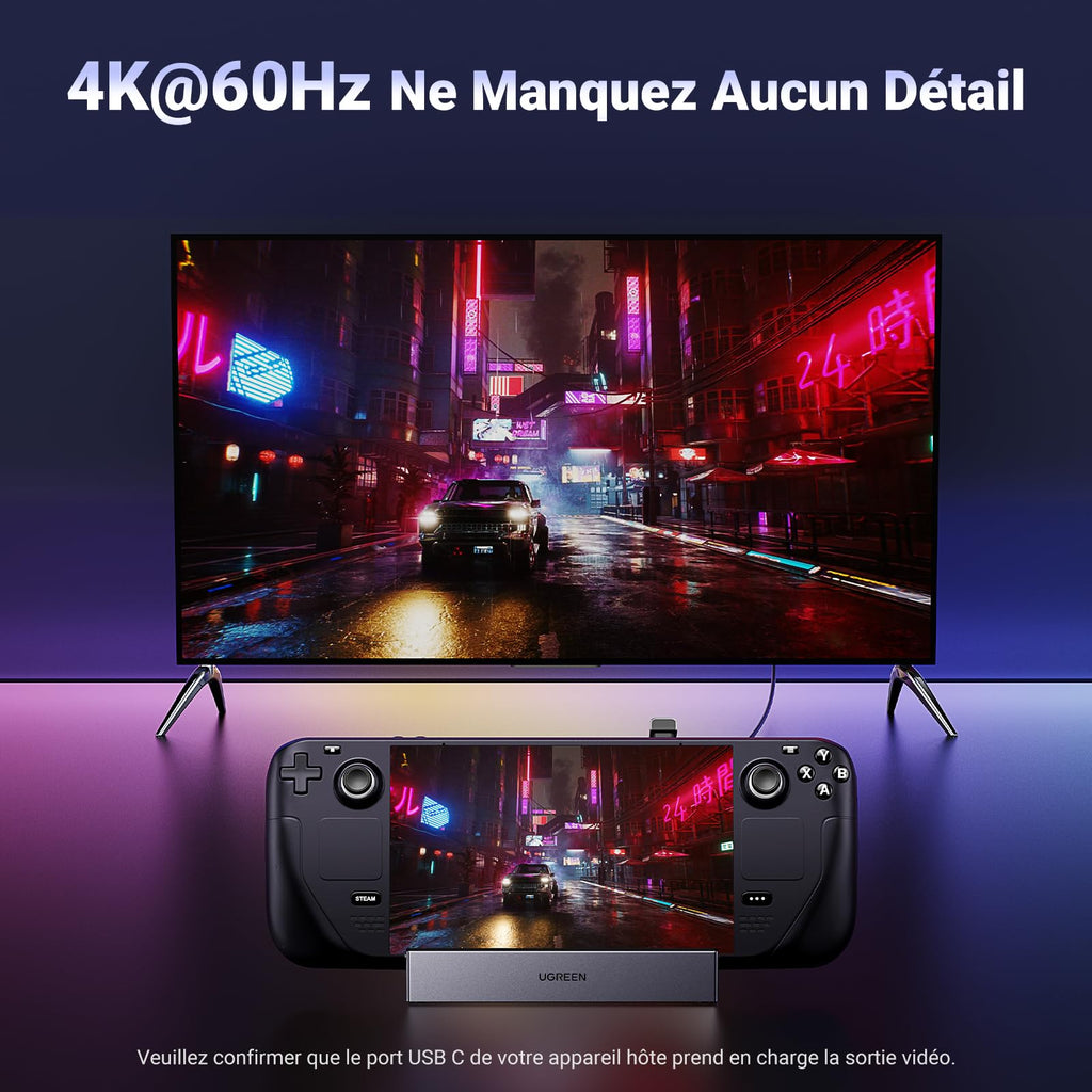 UGREEN Docking Station 9 en 1 Compatible avec Steam Deck ROG Ally X Legion Go Dock USB C ( HDMI 4K 60Hz, 10Gbps PD 100W )