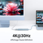 UGREEN Hub USB C 5 en 1 avec HDMI 4K 100W PD Charge 3 Ports USB 3.0 Adaptateur USB C (Bleu)