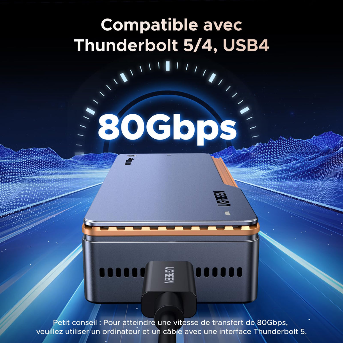 UGREEN Boîtier M.2 NVMe SSD USB4 80Gbps Thunderbolt 5/4 | UGREEN FR