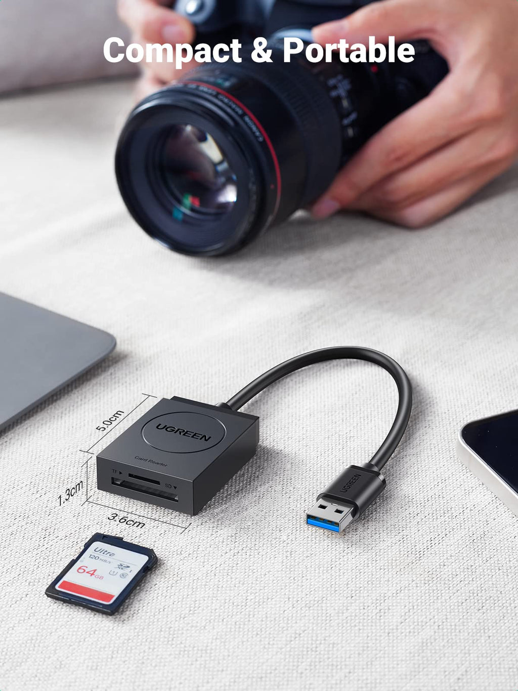 UGREEN Lecteur de Carte SD USB 3.0 Adaptateur Carte MicroSD SD Card Reader