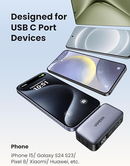 UGREEN Mini Power Bank 5000mAh 22,5W avec support pliable et connecteur USB-C intégré