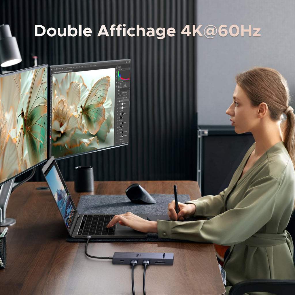 UGREEN Revodok Pro 2102 Station d’Accueil 10-en-1 -double affichage 4k@60hz