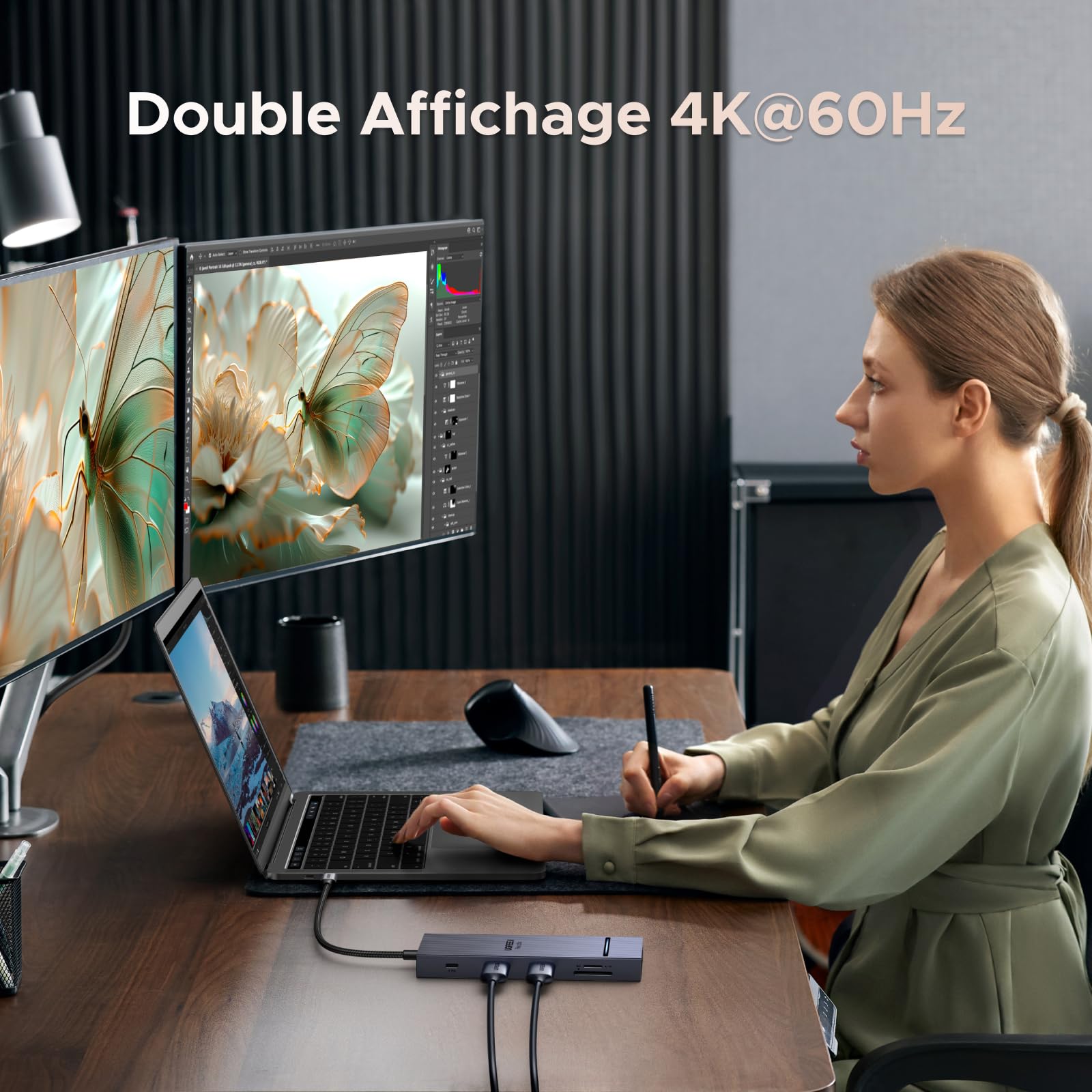 UGREEN Revodok Pro 2102 Station d’Accueil 10-en-1 -double affichage 4k@60hz