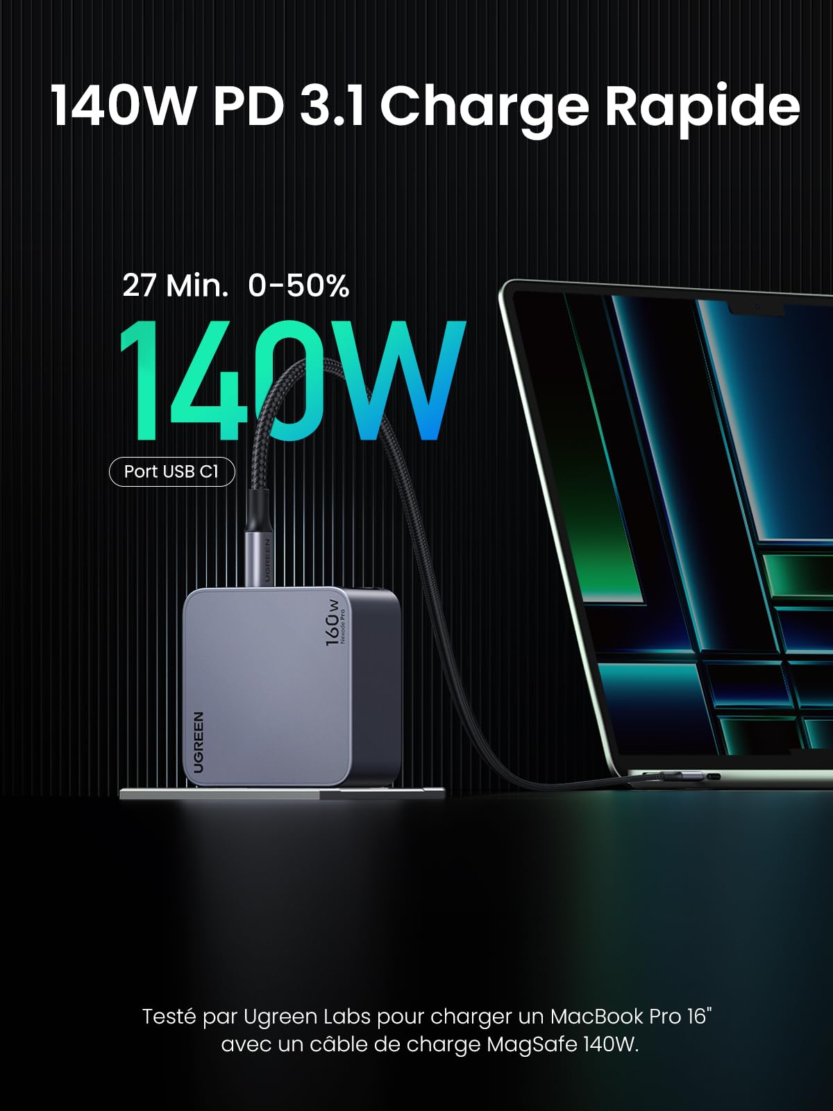 UGREEN Nexode Pro 160W 4-Port GaN Fast Chargeur