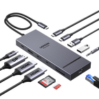 UGREEN Revodok Pro 3121 Hub USB-C 12-en-1 (HDMI 4K@60Hz, DP 4K@120Hz, Triple Affichage, 10 Gbps, PD 100 W)