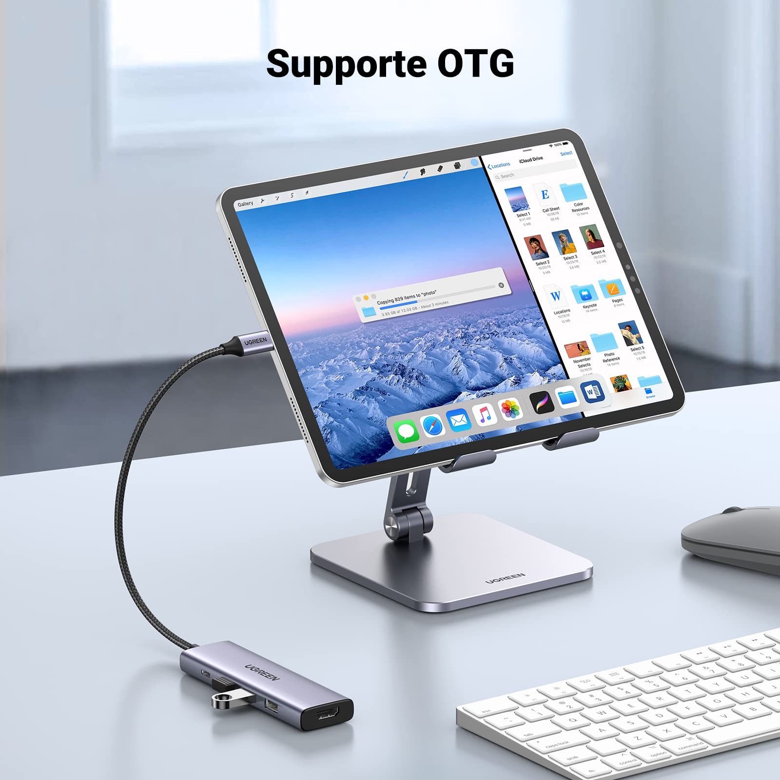 UGREEN Hub USB C 5 en 1 HDMI 4K 100W PD Charge 3 Ports USB 3.0 (Gris)