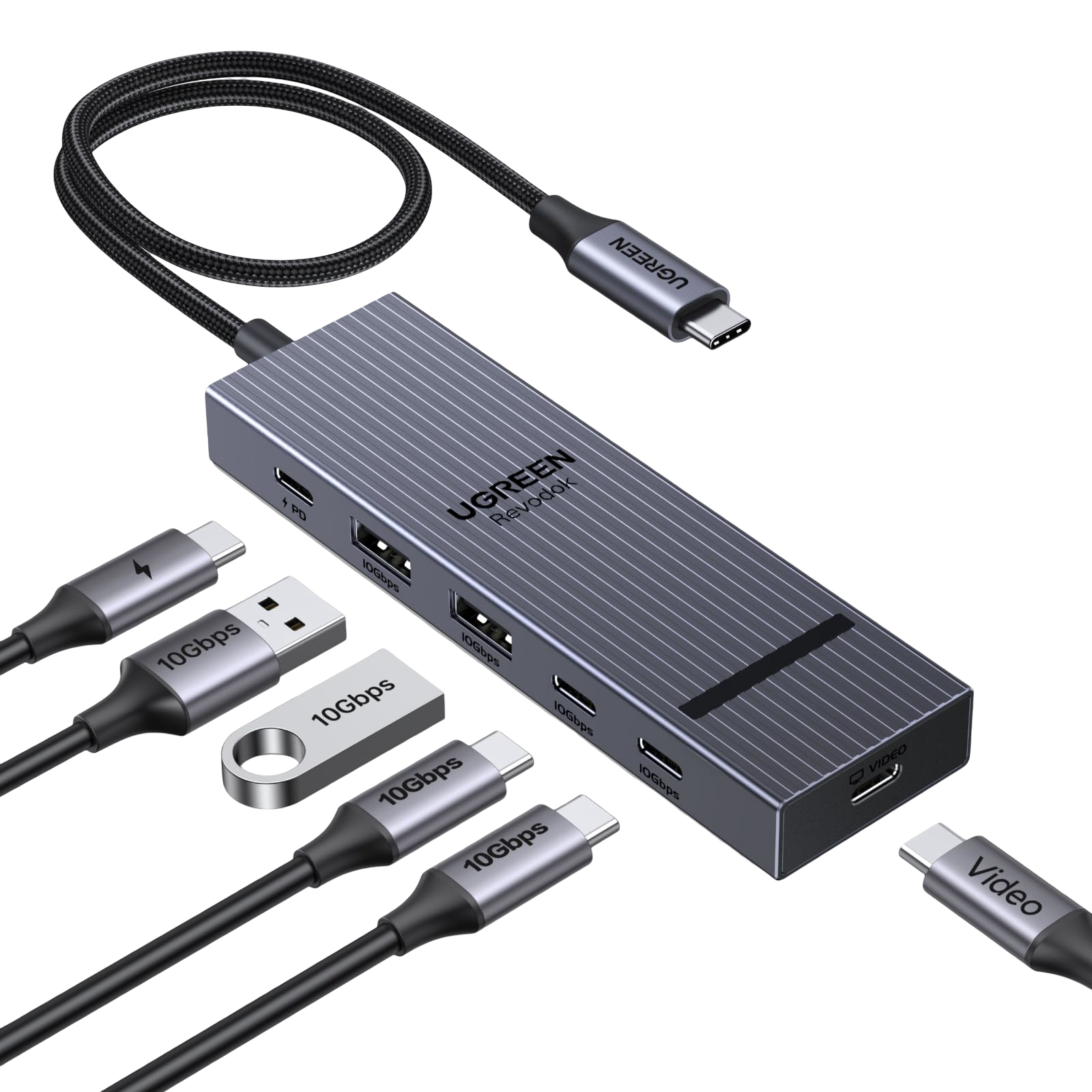 UGREEN Revodok Pro Hub USB-C 6-en-1 (4K@60Hz, 10 Gbps, PD 100 W)