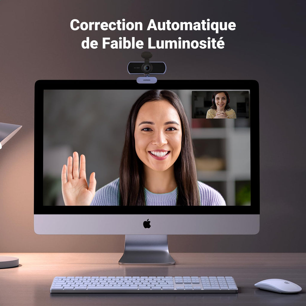 UGREEN Webcam Full HD 1080P 30FPS Caméra USB PC Mise au Point Fixe