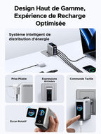 UGREEN Nexode Pro 100W Chargeur Rapide USB C 4 Ports avec Écran Intelligent | GaN Tech, Compatible avec iPhone 17 Pro Max Air 16 15 14 13 Galaxy S26 S25 Pixel 10 9 iPad MacBook Neo Air Pro M5 M4 M3 M2 M1