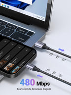 UGREEN Câble USB C Charge Rapide 3A QC3.0 480Mbps Nylon Tressé (0.5M,1Pack)