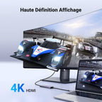 UGREEN Hub USB C 5 en 1 HDMI 4K 100W PD Charge 3 Ports USB 3.0 (Gris)